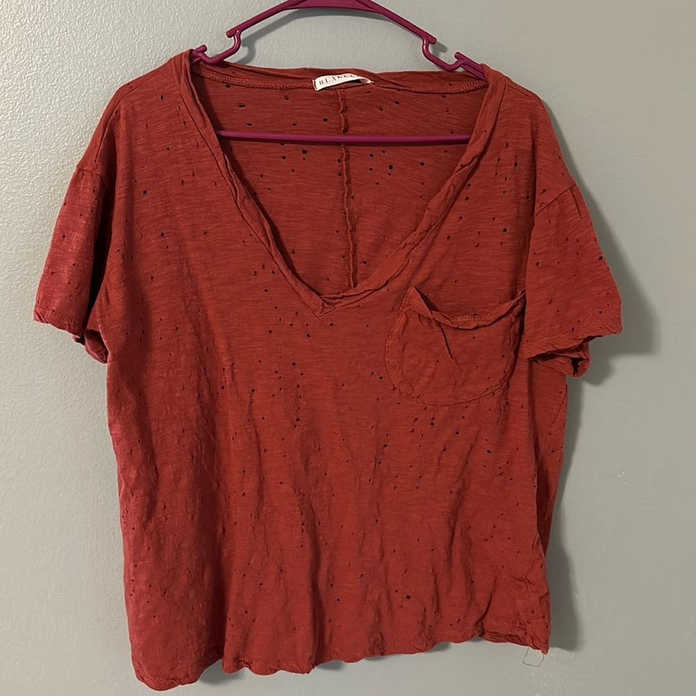 Distressed v-neck tee